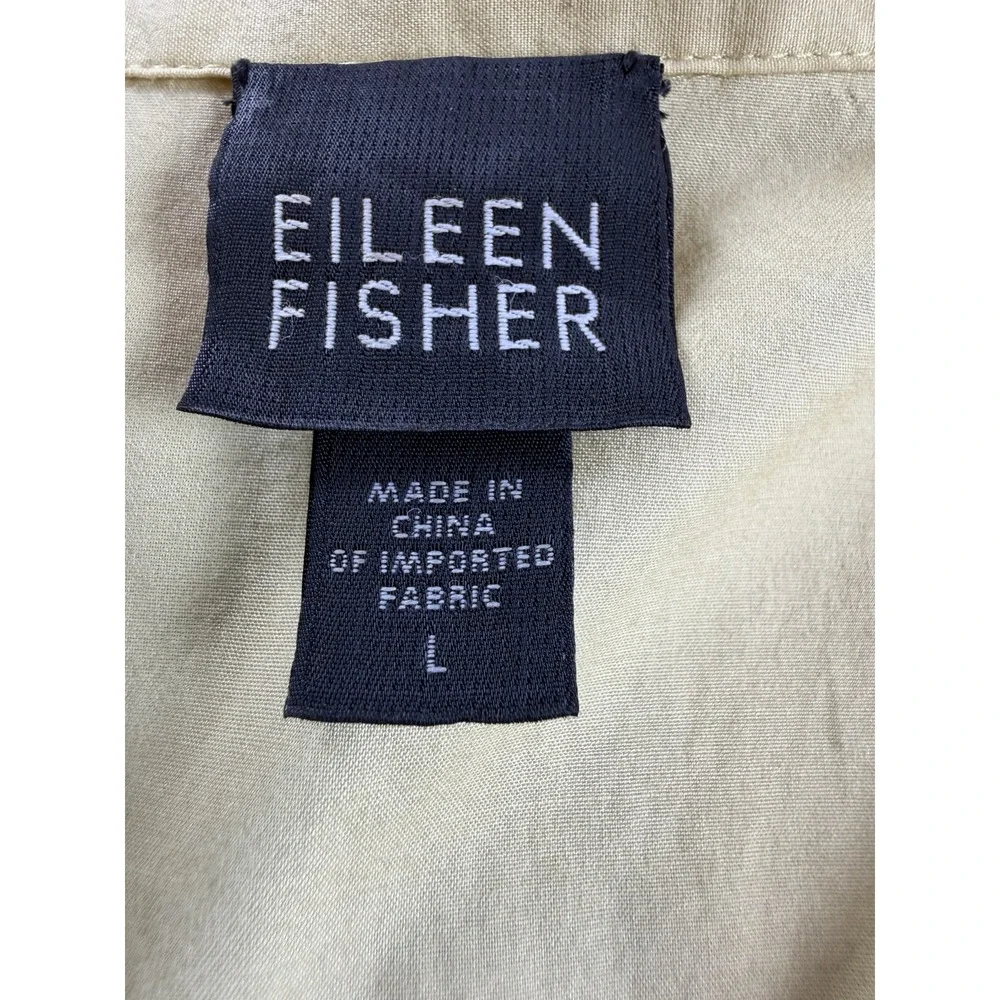 Eileen Fisher Women's L Stretch Cotton Button Up Long Sleeve Yellow Top *Read*